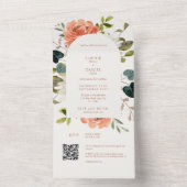 Boho Arch Bloemen Waterverf Bruiloft All In One Uitnodiging (Binnen)