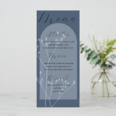 Boho Arch Blue Foliage Wedding Menu (Staand voorkant)