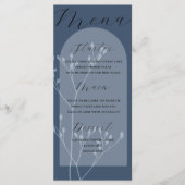 Boho Arch Blue Foliage Wedding Menu (Voorkant)