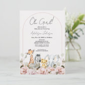 Boho Arch Blush Floral Safari Baby shower Kaart (Staand voorkant)