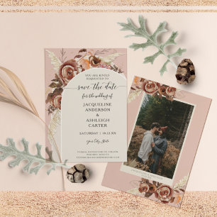 BOHO Arch BOHO Herfst Floral Blush Pampas Grass Save The Date