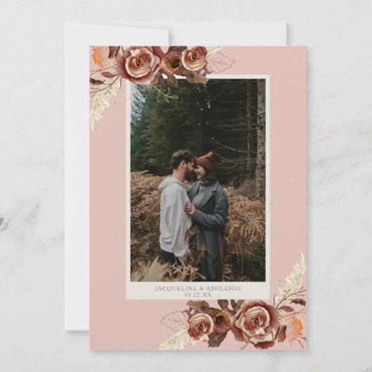 BOHO Arch BOHO Herfst Floral Blush Pampas Grass Save The Date (Achterkant)