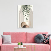 Boho Arch Botanisch | Eucalyptus Neutraal Minimali Canvas Afdruk (Insitu (Woonkamer))