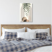 Boho Arch Botanisch | Eucalyptus Neutraal Minimali Canvas Afdruk (Insitu (Slaapkamer))