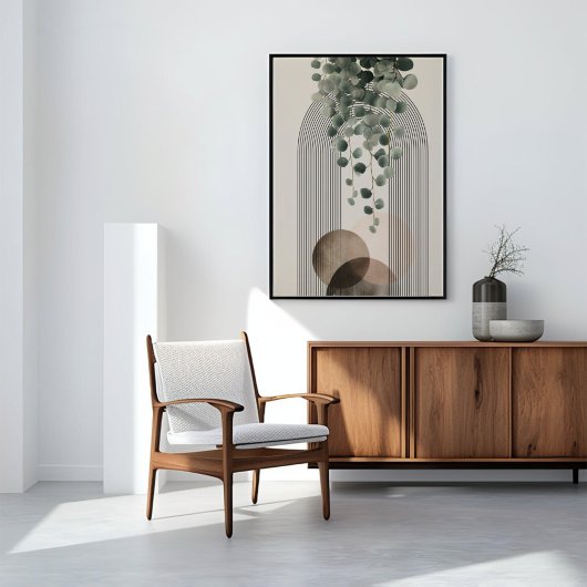 Boho Arch Botanisch | Eucalyptus Neutraal Minimali Canvas Afdruk