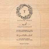 Boho Arch Botanische Acryl bruiloft Uitnodigen Acryl Uitnodigingen (Voorkant)