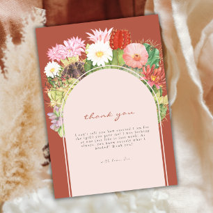 Boho Arch Cactus Blooming Desert Baby shower Bedankkaart