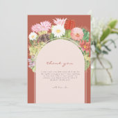 Boho Arch Cactus Blooming Desert Baby shower Bedankkaart (Staand voorkant)