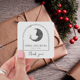 Boho Arch Celestial Crescent Moon Bedankt Vierkante Sticker