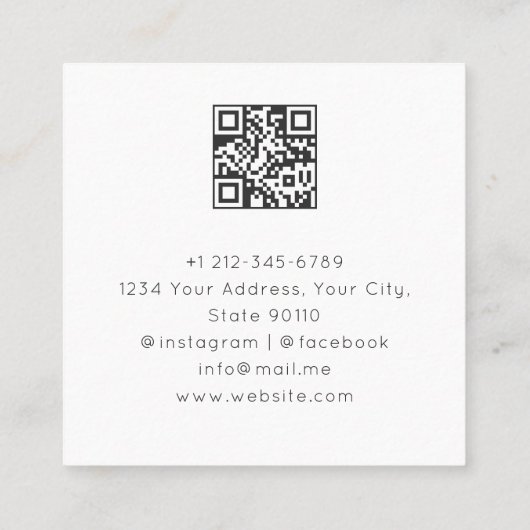 Boho Arch Celestial Crescent Moon QR-code Vierkante Visitekaartje (Achterkant)