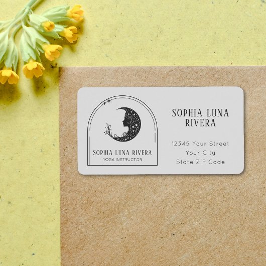 Boho Arch Celestial Crescent Moon Yoga Instructeur Etiket