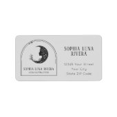 Boho Arch Celestial Crescent Moon Yoga Instructeur Etiket (Voorkant)