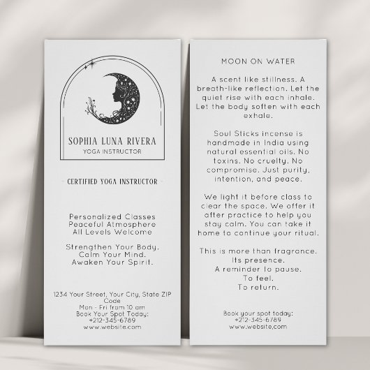 Boho Arch Celestial Crescent Moon Yoga Instructeur Reclamekaart