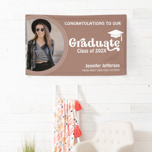 Boho Arch Chic Afstuderen aardtoon decor Spandoek (Insitu)
