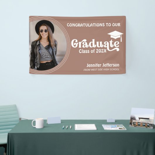 Boho Arch Chic Afstuderen aardtoon decor Spandoek (Beurs)