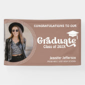 Boho Arch Chic Afstuderen aardtoon decor Spandoek (Horizontaal)