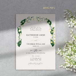 Boho Arch Chique Waterverf Lily Valley Bruiloft Go Folie Uitnodiging