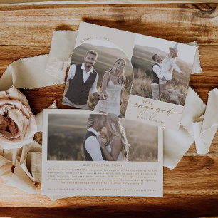 Boho Arch Cream-voorstel Verhaal 3 Foto-Verloving Aankondiging