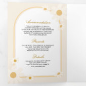 Boho Arch Cream Yellow Daisy Alles in één bruiloft Drieluik Uitnodiging (Binnenzijde eerst)
