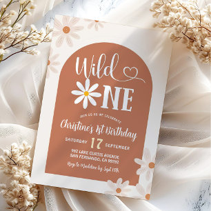 Boho Arch Daisy Wild Een Eerste Verjaardag Kaart