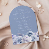 Boho Arch Dusty Blue Floral Wedding Kaart