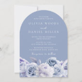 Boho Arch Dusty Blue Floral Wedding Kaart (Voorkant)