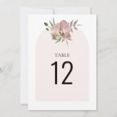 Boho Arch Dusty Orchid Floral Wedding Table Number (Achterkant)