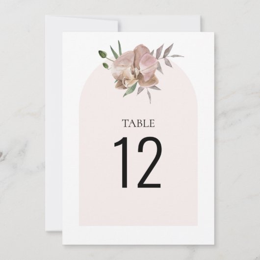 Boho Arch Dusty Orchid Floral Wedding Table Number (Achterkant)