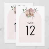 Boho Arch Dusty Orchid Floral Wedding Table Number (Voorkant / Achterkant)