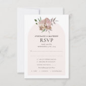Boho Arch Dusty Orchids Botanical Wedding RSVP Kaartje (Voorkant)