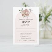 Boho Arch Dusty Orchids Botanical Wedding RSVP Kaartje (Staand voorkant)