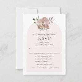 Boho Arch Dusty Orchids Botanical Wedding RSVP Kaartje
