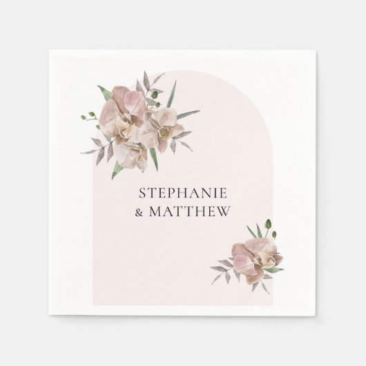 Boho Arch Dusty Orchids Floral Wedding Servet (Voorkant)