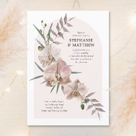 Boho Arch Dusty Orchids Flowy Floral Wedding Kaart
