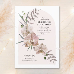 Boho Arch Dusty Orchids Flowy Floral Wedding Kaart