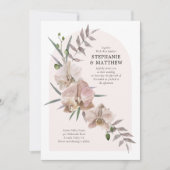 Boho Arch Dusty Orchids Flowy Floral Wedding Kaart (Voorkant)