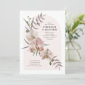 Boho Arch Dusty Orchids Flowy Floral Wedding Kaart (Staand voorkant)