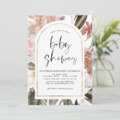 Boho Arch Dusty Pink Burgundy Baby shower Kaart (Staand voorkant)