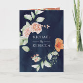 Boho Arch Earthy Floral Navy Blue QR Code Wedding (Voorkant)