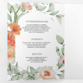 Boho Arch Earthy Floral QR Code Wedding Drieluik Uitnodiging (Binnenzijde eerst)