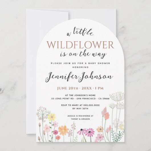 Boho Arch Een beetje Wildflower Baby shower Foto Kaart (Voorkant)
