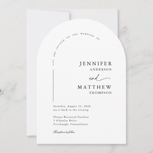 Boho Arch Eenvoudige bruiloft Kaart (Voorkant)