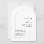 Boho Arch Eenvoudige bruiloft met RSVP QR-code Kaart (Voorkant)