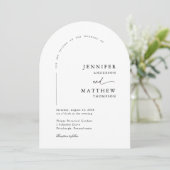 Boho Arch Eenvoudige bruiloft met RSVP QR-code Kaart (Staand voorkant)