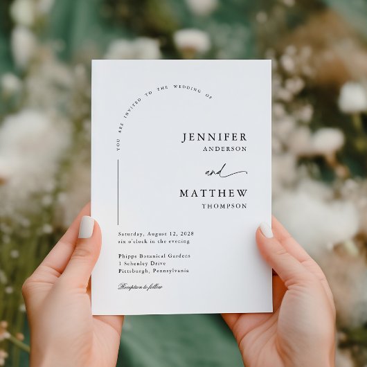 Boho Arch Eenvoudige bruiloft met RSVP QR-code Kaart