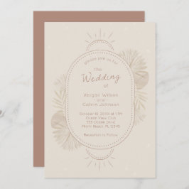 Boho Arch en Palm Terracotta en Ivory Wedding Kaart