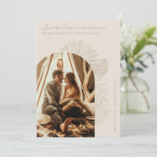 Boho Arch en Palm Terracotta sparen de Datum Kaart (Staand voorkant)