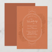 Boho Arch en Palm Terracotta Wedding Invitation Kaart (Voorkant / Achterkant)