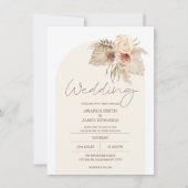 Boho Arch Floral Pampas Grass Floral Wedding Kaart (Voorkant)