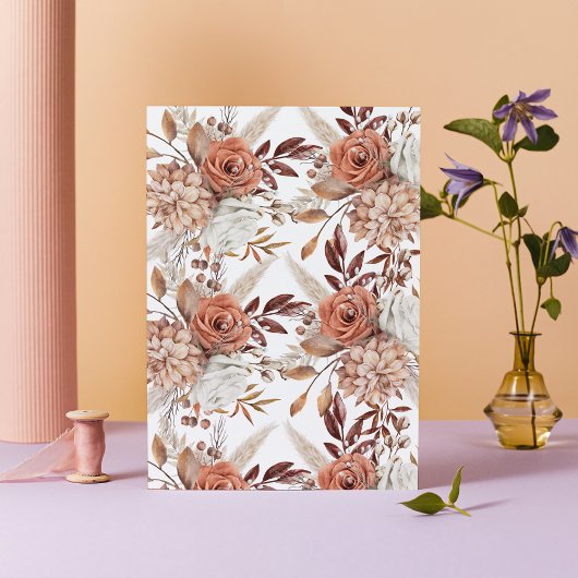 Boho Arch Floral Terracotta Herfst Bewaar de datum Kaart